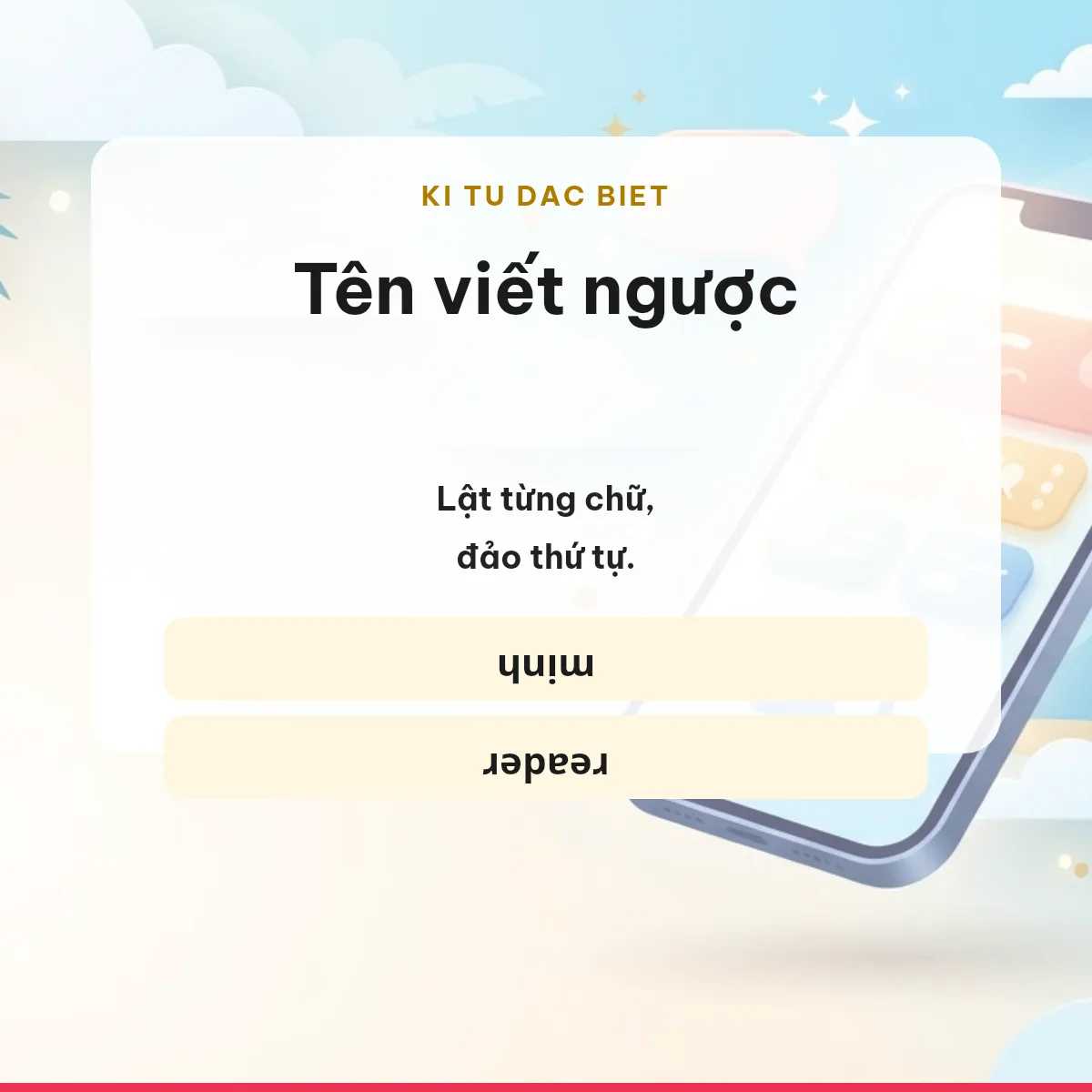 Ví dụ tên Việt viết ngược bằng kí tự Unicode