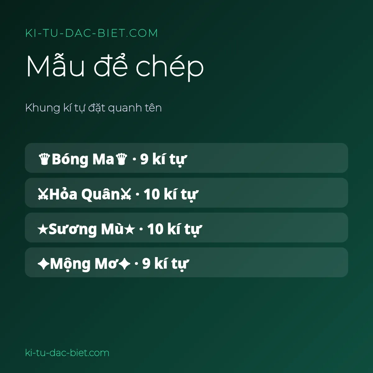 Mẫu tên game có khung kí tự kèm số kí tự